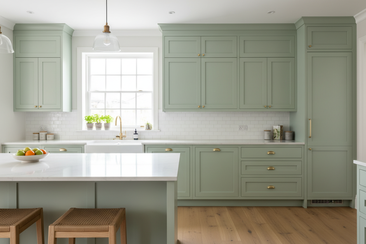 green kitchen cabinets