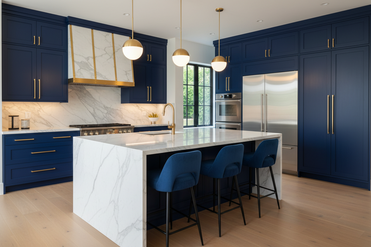blue kitchen cabinets