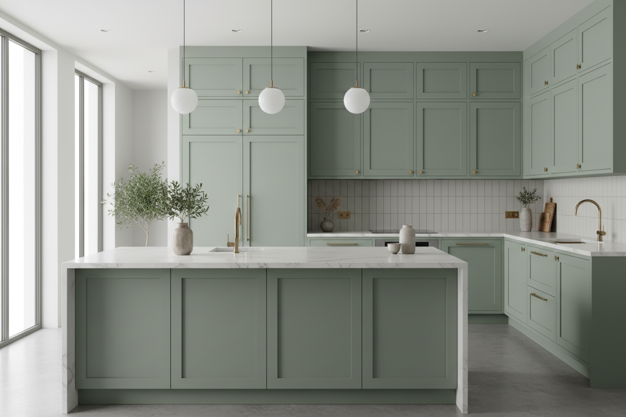 green cabinets