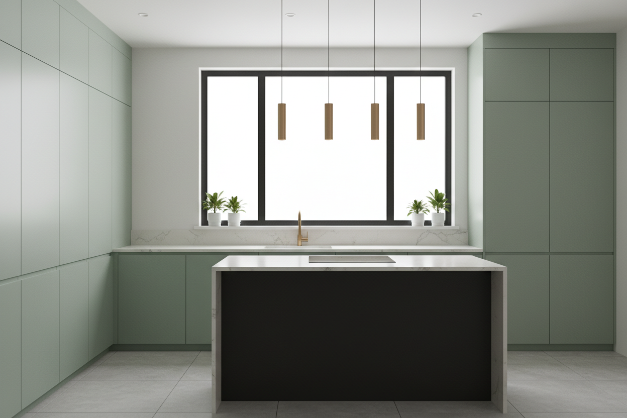 green kitchen cabinets