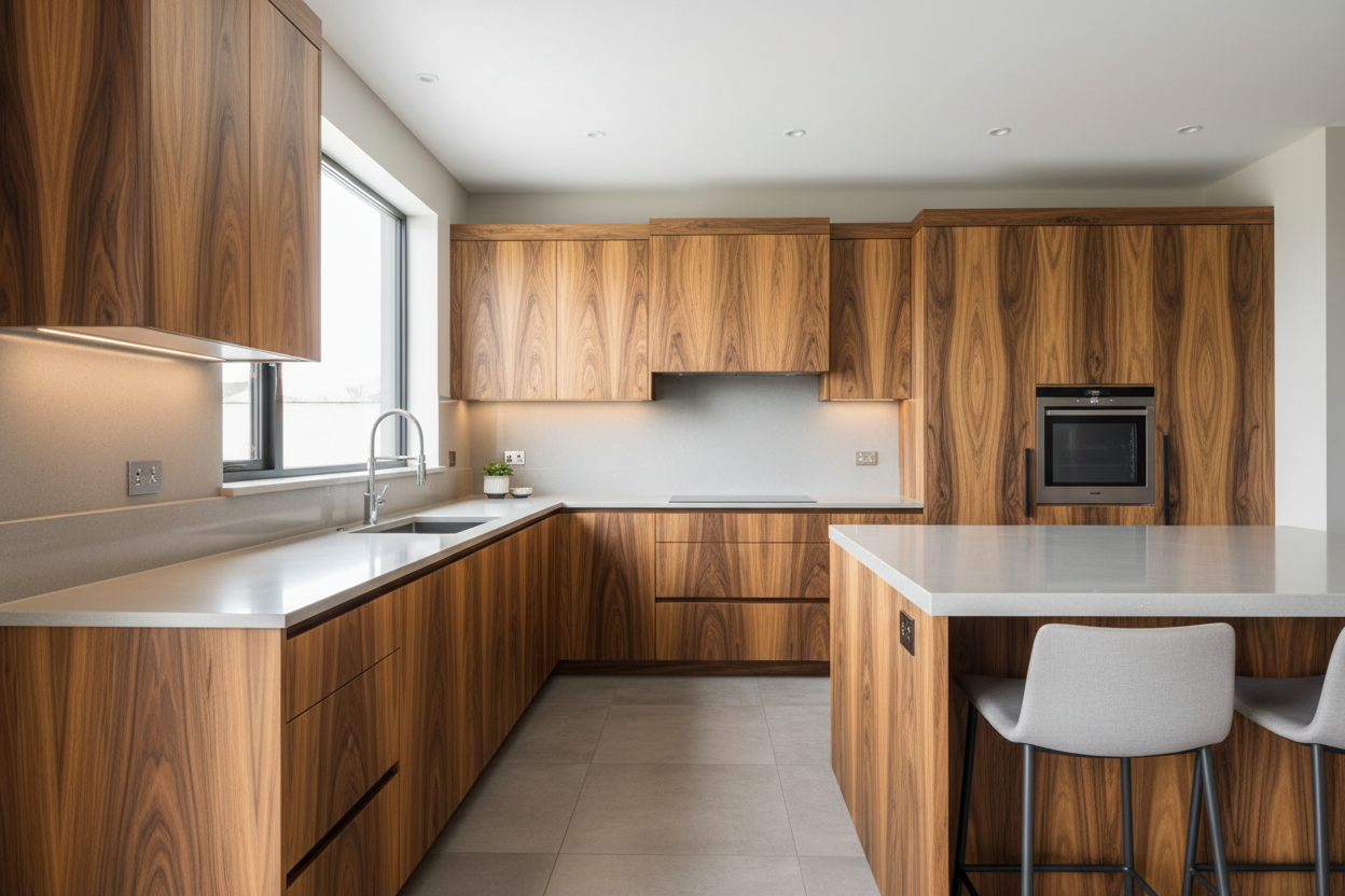 wood veneer kitchen cabinets