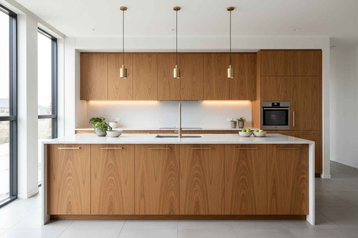 wood veneer kitchen cabinets