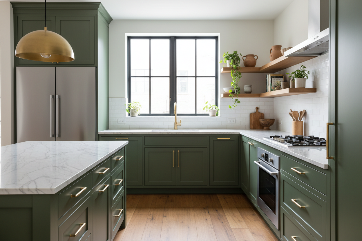 olive green kitchen cabinets